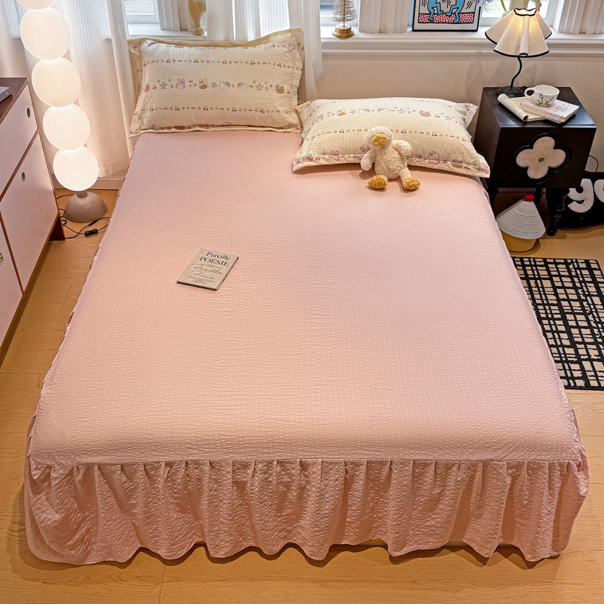 91家纺网 家纺一手货源 找家纺 富米莱（原臻工厂） 2026新款云感泡芙棉小清新印花简约床盖床裙四件套一小红书推荐 简约-星月童话