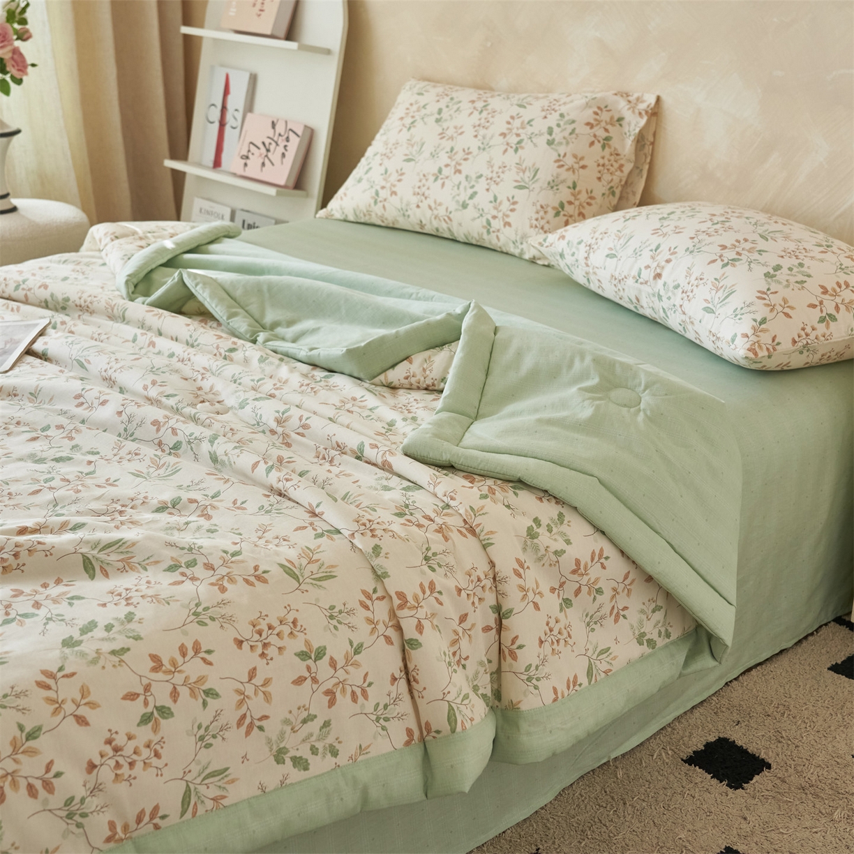 91家纺网 家纺一手货源 找家纺 恬思语家纺 2026春夏新款里外全棉印花棉花夏被空调被夏凉被夏被四件套 倾城之恋