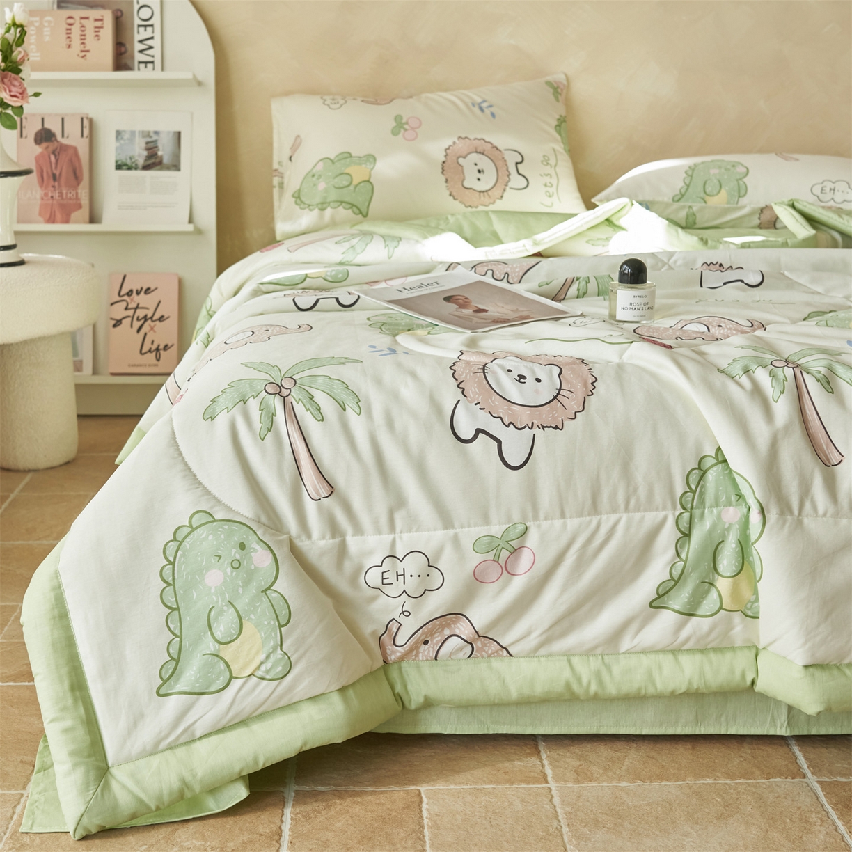 91家纺网 家纺一手货源 找家纺 恬思语家纺 2026春夏新款里外全棉印花棉花夏被空调被夏凉被夏被四件套 森岛精灵