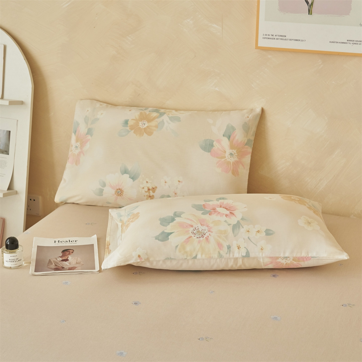 91家纺网 家纺一手货源 找家纺 恬思语家纺 2026春夏新款里外全棉印花棉花夏被空调被夏凉被夏被四件套 四季花园-咖