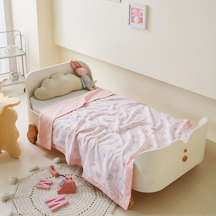 91家纺网 家纺一手货源 找家纺 嗨生活 2026新款7A抗菌全棉纱布夏被儿童夏被幼儿园夏被夏被毯 萌萌小兔