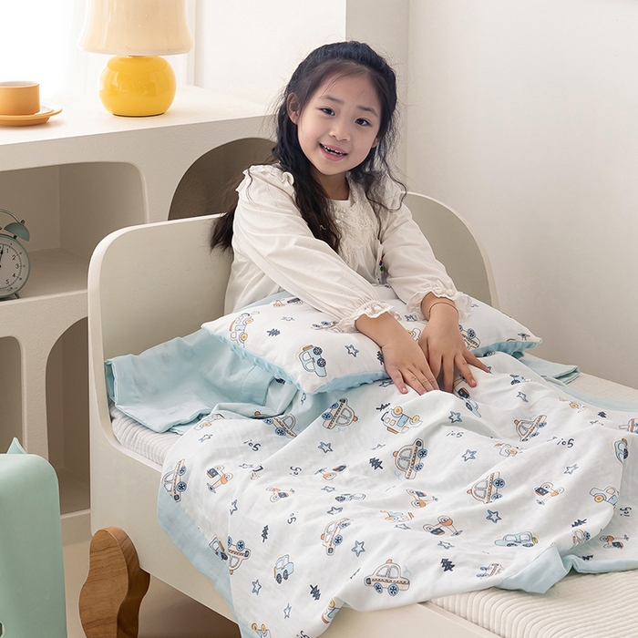 91家纺网 家纺一手货源 找家纺 嗨生活 2026新款7A抗菌全棉纱布夏被儿童夏被幼儿园夏被夏被毯 汽车乐园