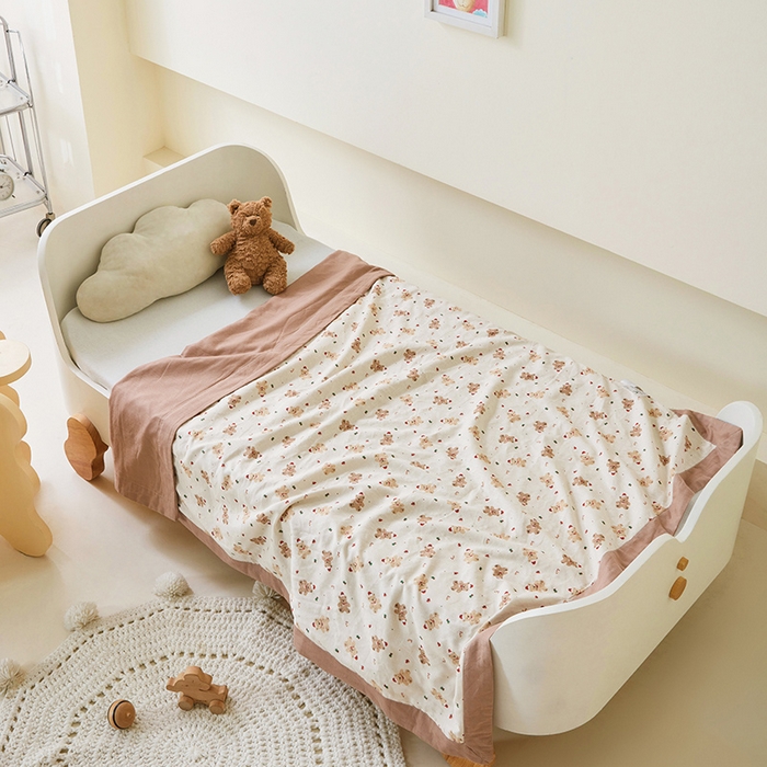 91家纺网 家纺一手货源 找家纺 嗨生活 2026新款7A抗菌全棉纱布夏被儿童夏被幼儿园夏被夏被毯 呆萌小熊