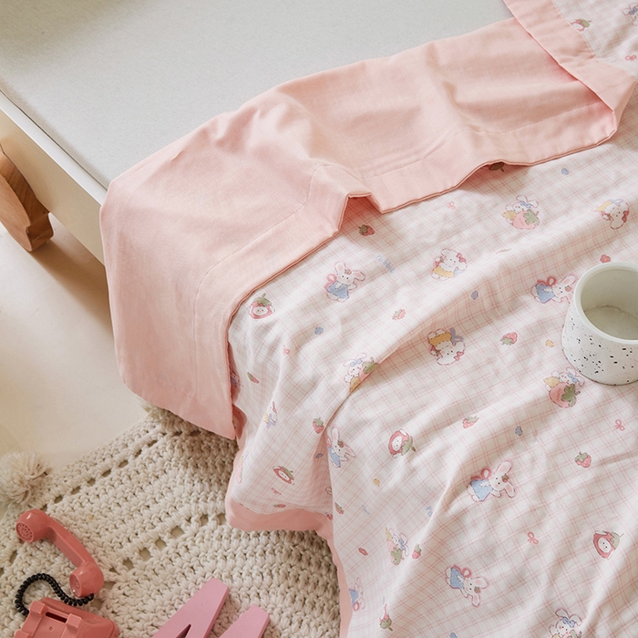 91家纺网 家纺一手货源 找家纺 嗨生活 2026新款7A抗菌全棉纱布夏被儿童夏被幼儿园夏被夏被毯 格子兔