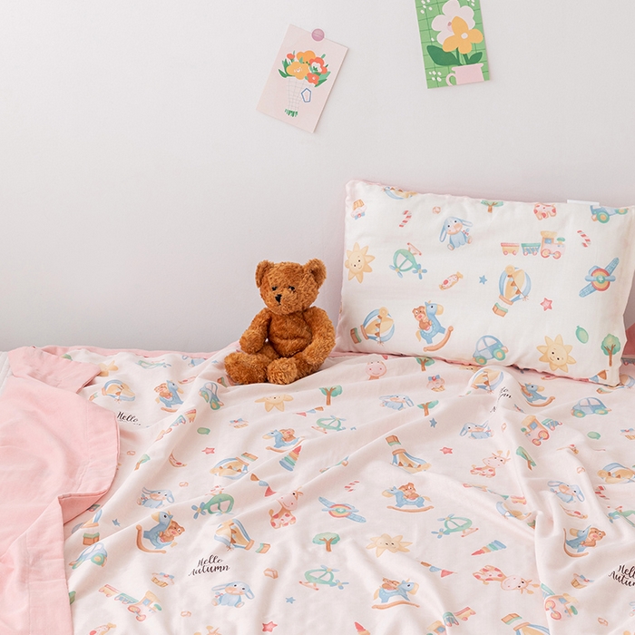 91家纺网 家纺一手货源 找家纺 嗨生活 2026新款7A抗菌全棉纱布夏被儿童夏被幼儿园夏被夏被毯 玩具屋