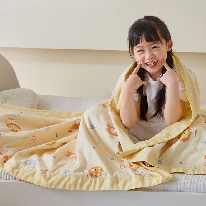 91家纺网 家纺一手货源 找家纺 嗨生活 2026新款7A抗菌全棉纱布夏被儿童夏被幼儿园夏被夏被毯 狮子王国