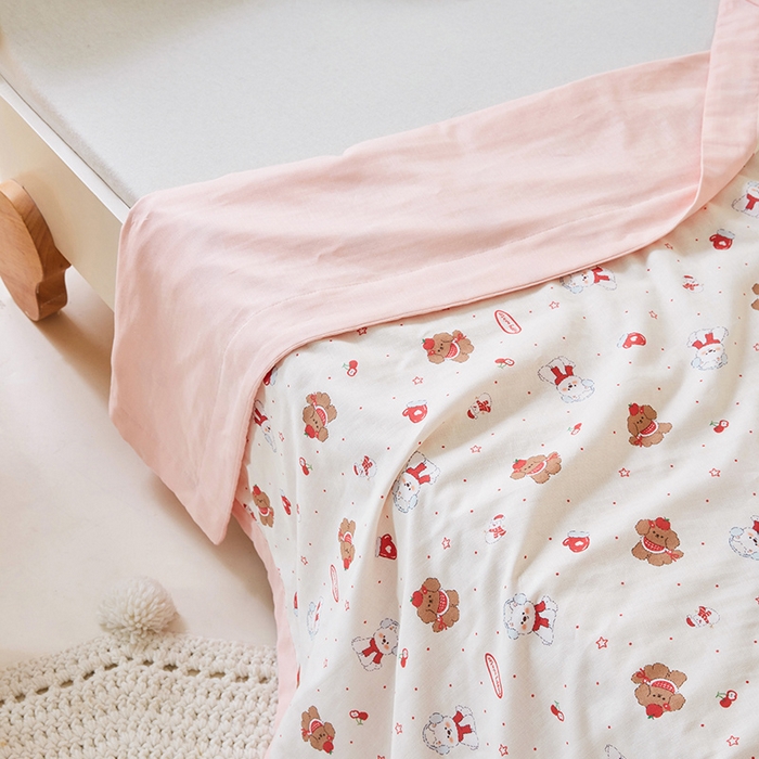 91家纺网 家纺一手货源 找家纺 嗨生活 2026新款7A抗菌全棉纱布夏被儿童夏被幼儿园夏被夏被毯 奶牛小狗