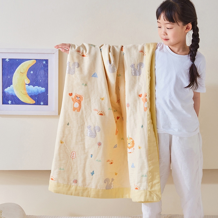 91家纺网 家纺一手货源 找家纺 嗨生活 2026新款7A抗菌全棉纱布夏被儿童夏被幼儿园夏被夏被毯 狮子王国