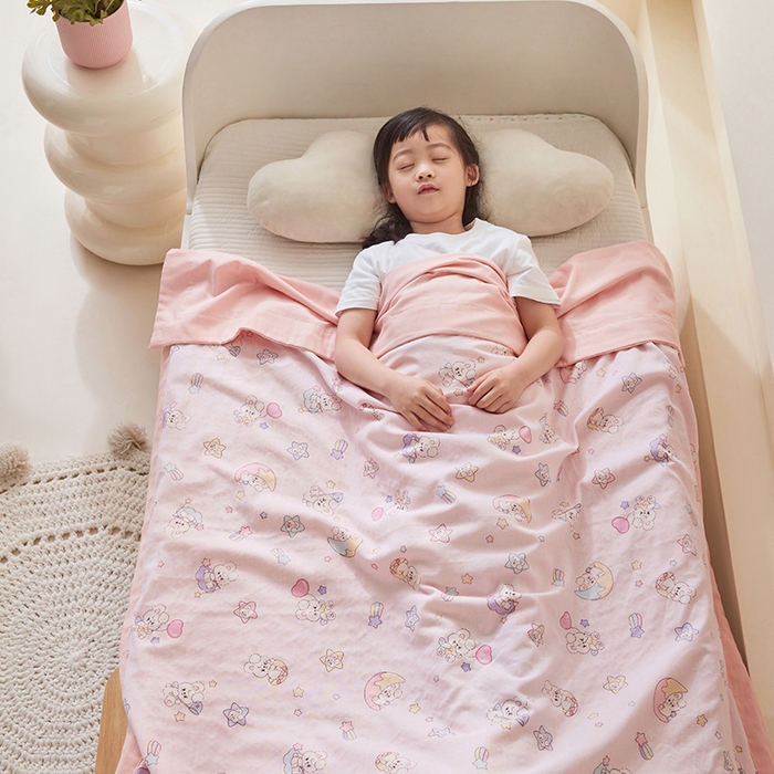 嗨生活 2026新款7A抗菌全棉纱布夏被儿童夏被幼儿园夏被夏被毯 萌萌小兔