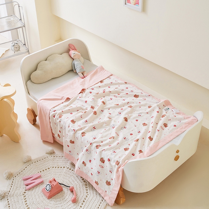 91家纺网 家纺一手货源 找家纺 嗨生活 2026新款7A抗菌全棉纱布夏被儿童夏被幼儿园夏被夏被毯 奶牛小狗