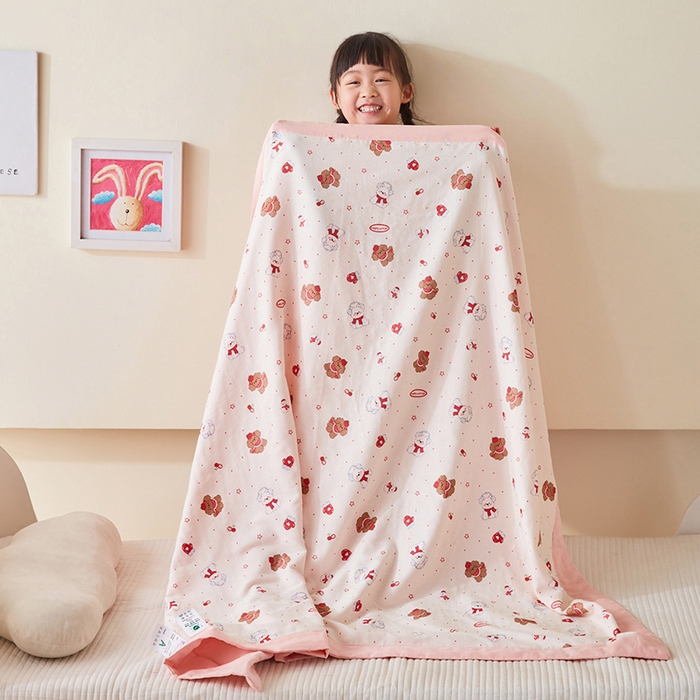 91家纺网 家纺一手货源 找家纺 嗨生活 2026新款7A抗菌全棉纱布夏被儿童夏被幼儿园夏被夏被毯 奶牛小狗