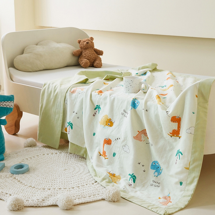 91家纺网 家纺一手货源 找家纺 嗨生活 2026新款7A抗菌全棉纱布夏被儿童夏被幼儿园夏被夏被毯 恐龙世纪