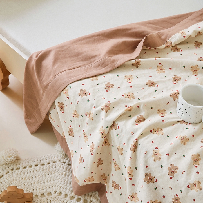 91家纺网 家纺一手货源 找家纺 嗨生活 2026新款7A抗菌全棉纱布夏被儿童夏被幼儿园夏被夏被毯 呆萌小熊