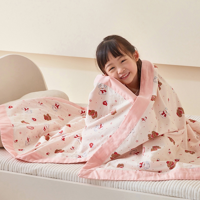 91家纺网 家纺一手货源 找家纺 嗨生活 2026新款7A抗菌全棉纱布夏被儿童夏被幼儿园夏被夏被毯 奶牛小狗