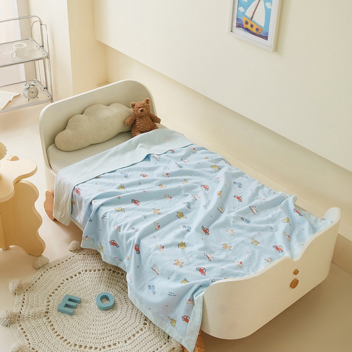 91家纺网 家纺一手货源 找家纺 嗨生活 2026新款7A抗菌全棉纱布夏被儿童夏被幼儿园夏被夏被毯 汽车小分队