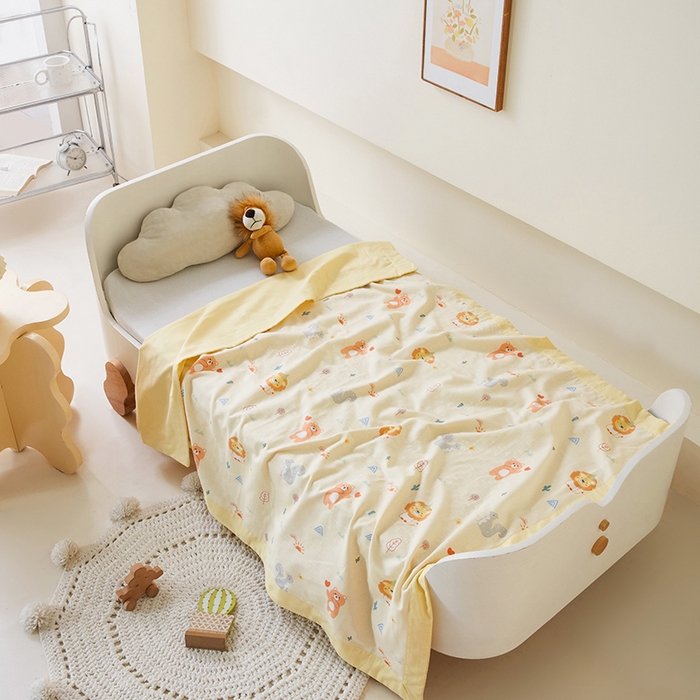 91家纺网 家纺一手货源 找家纺 嗨生活 2026新款7A抗菌全棉纱布夏被儿童夏被幼儿园夏被夏被毯 狮子王国