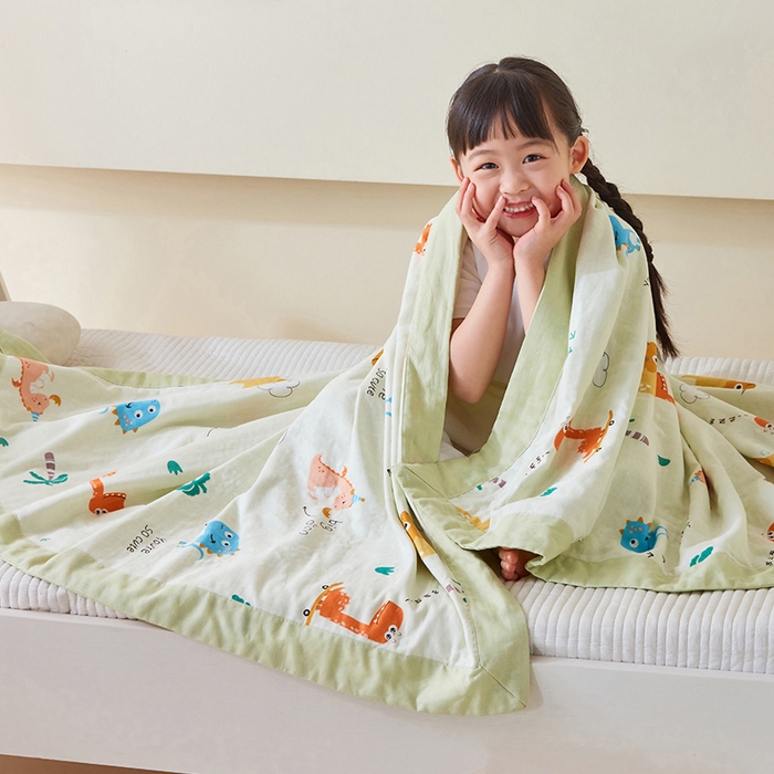 91家纺网 家纺一手货源 找家纺 嗨生活 2026新款7A抗菌全棉纱布夏被儿童夏被幼儿园夏被夏被毯 恐龙世纪