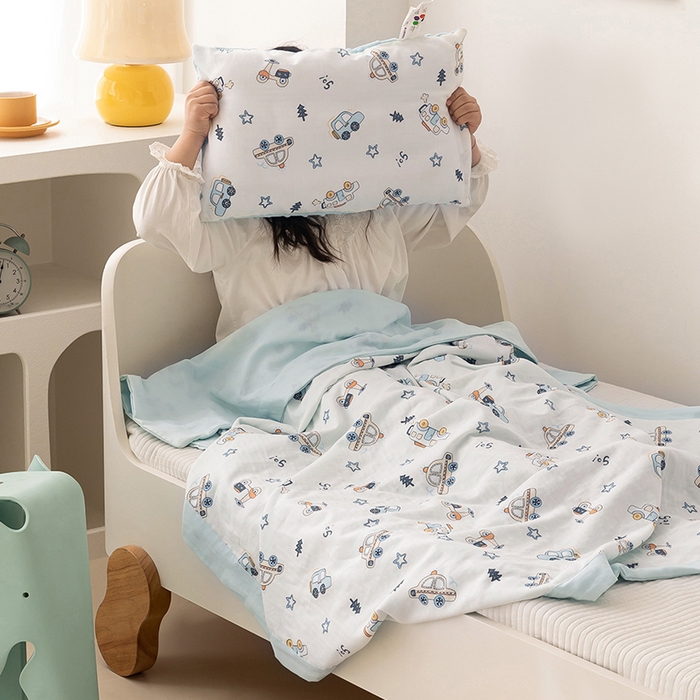 91家纺网 家纺一手货源 找家纺 嗨生活 2026新款7A抗菌全棉纱布夏被儿童夏被幼儿园夏被夏被毯 汽车乐园