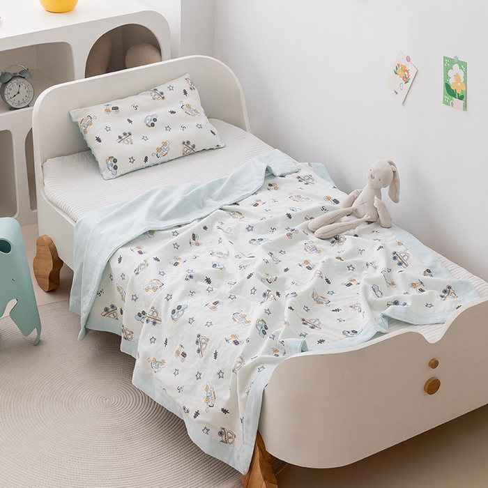 91家纺网 家纺一手货源 找家纺 嗨生活 2026新款7A抗菌全棉纱布夏被儿童夏被幼儿园夏被夏被毯 汽车乐园