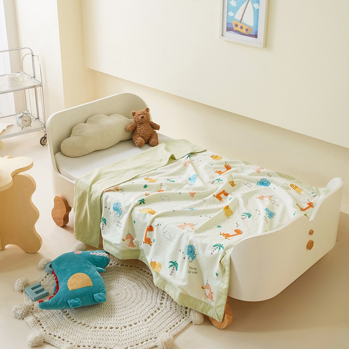 91家纺网 家纺一手货源 找家纺 嗨生活 2026新款7A抗菌全棉纱布夏被儿童夏被幼儿园夏被夏被毯 恐龙世纪