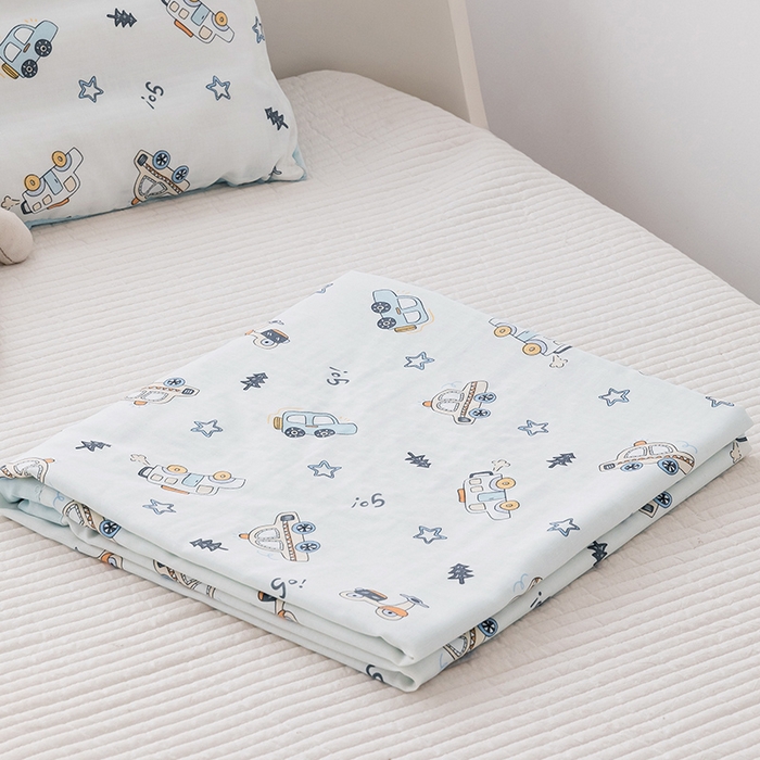 91家纺网 家纺一手货源 找家纺 嗨生活 2026新款7A抗菌全棉纱布夏被儿童夏被幼儿园夏被夏被毯 汽车乐园