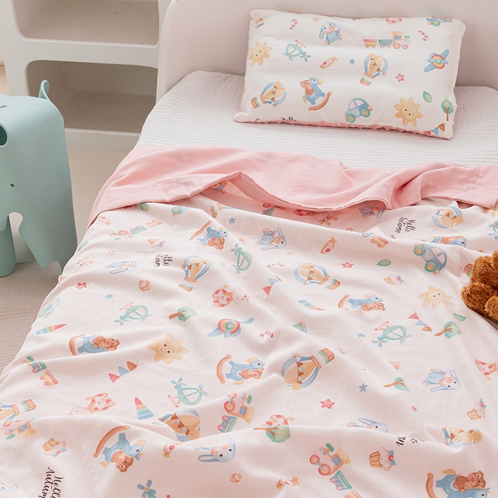 91家纺网 家纺一手货源 找家纺 嗨生活 2026新款7A抗菌全棉纱布夏被儿童夏被幼儿园夏被夏被毯 玩具屋