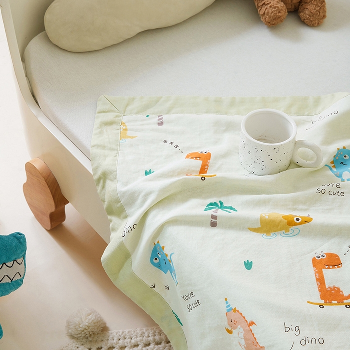 91家纺网 家纺一手货源 找家纺 嗨生活 2026新款7A抗菌全棉纱布夏被儿童夏被幼儿园夏被夏被毯 恐龙世纪