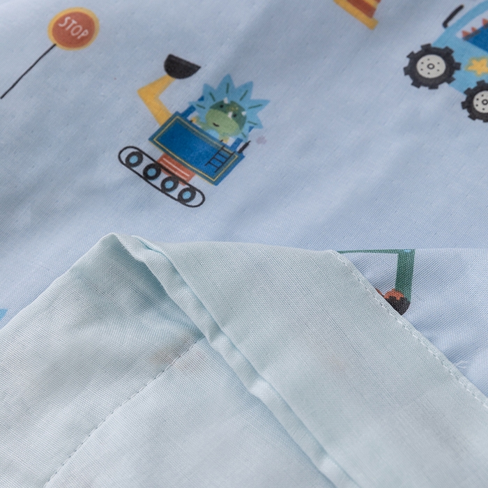 91家纺网 家纺一手货源 找家纺 嗨生活 2026新款7A抗菌全棉纱布夏被儿童夏被幼儿园夏被夏被毯 挖机恐龙