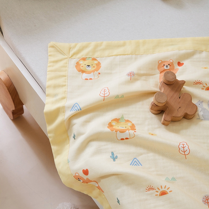 91家纺网 家纺一手货源 找家纺 嗨生活 2026新款7A抗菌全棉纱布夏被儿童夏被幼儿园夏被夏被毯 狮子王国