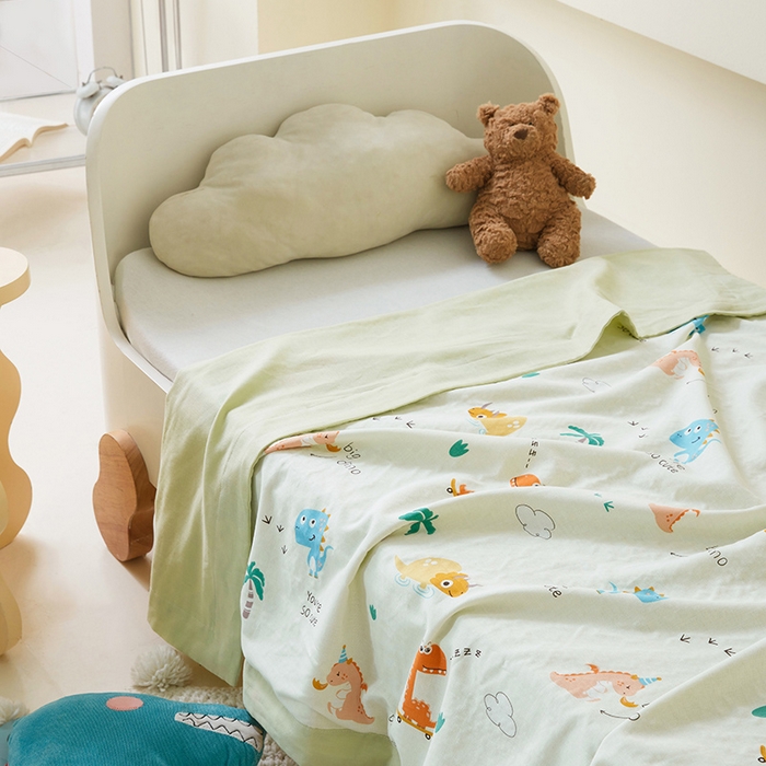 91家纺网 家纺一手货源 找家纺 嗨生活 2026新款7A抗菌全棉纱布夏被儿童夏被幼儿园夏被夏被毯 恐龙世纪