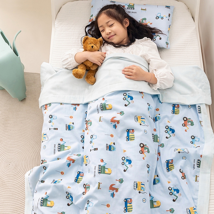 嗨生活 2026新款7A抗菌全棉纱布夏被儿童夏被幼儿园夏被夏被毯 挖机恐龙