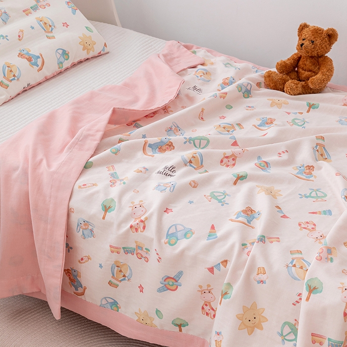 91家纺网 家纺一手货源 找家纺 嗨生活 2026新款7A抗菌全棉纱布夏被儿童夏被幼儿园夏被夏被毯 玩具屋