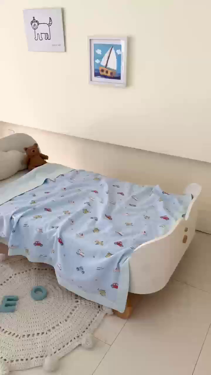 91家纺网 家纺一手货源 找家纺 嗨生活 2026新款7A抗菌全棉纱布夏被儿童夏被幼儿园夏被夏被毯 汽车小分队