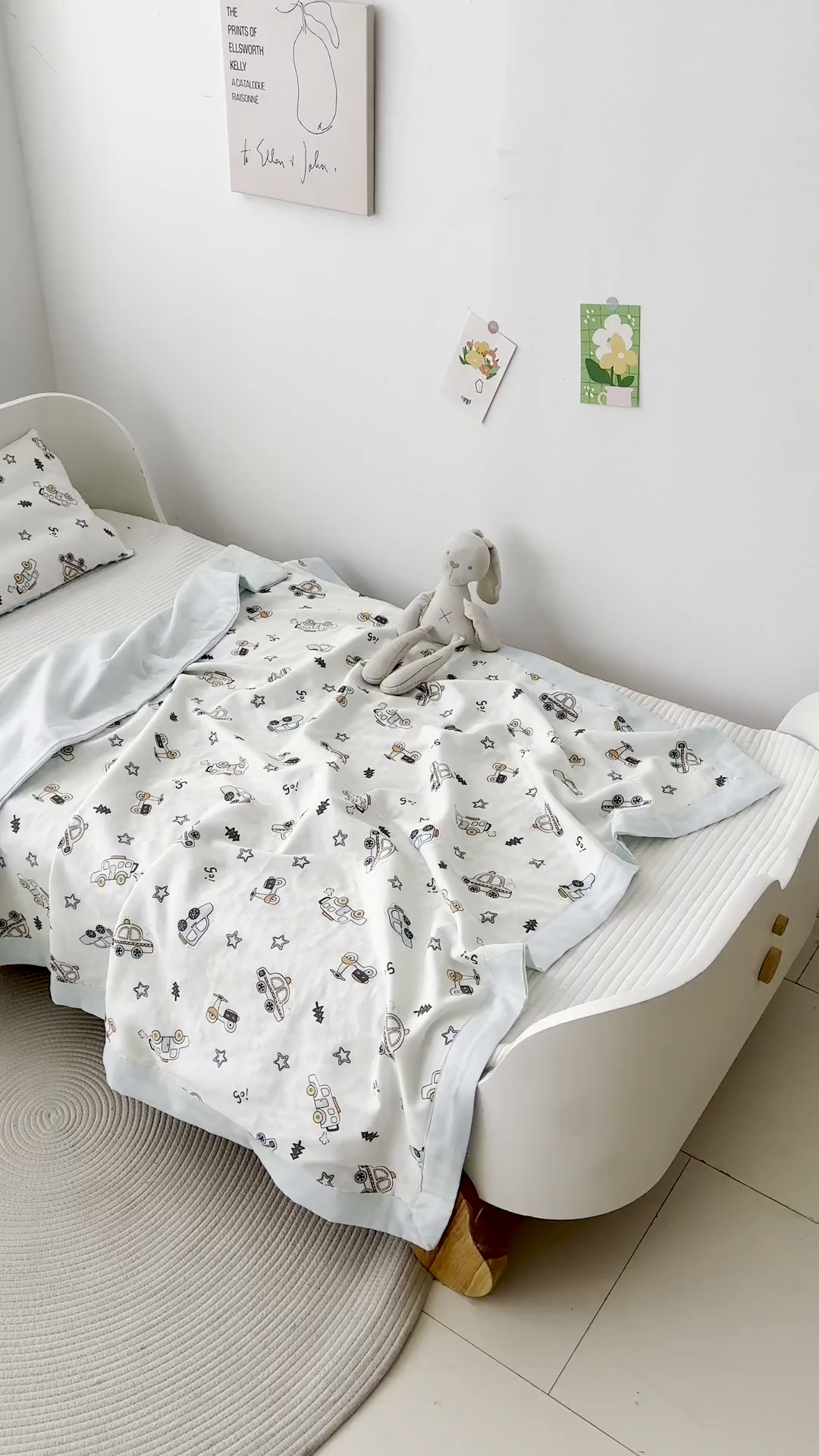 91家纺网 家纺一手货源 找家纺 嗨生活 2026新款7A抗菌全棉纱布夏被儿童夏被幼儿园夏被夏被毯 汽车乐园