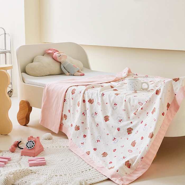 91家纺网 家纺一手货源 找家纺 嗨生活 2026新款7A抗菌全棉纱布夏被儿童夏被幼儿园夏被夏被毯 奶牛小狗