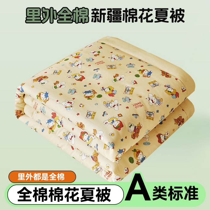 91家纺网 家纺一手货源 找家纺 恬思语家纺 2026春夏新款里外全棉印花棉花夏被空调被夏凉被夏被四件套 童年梦园