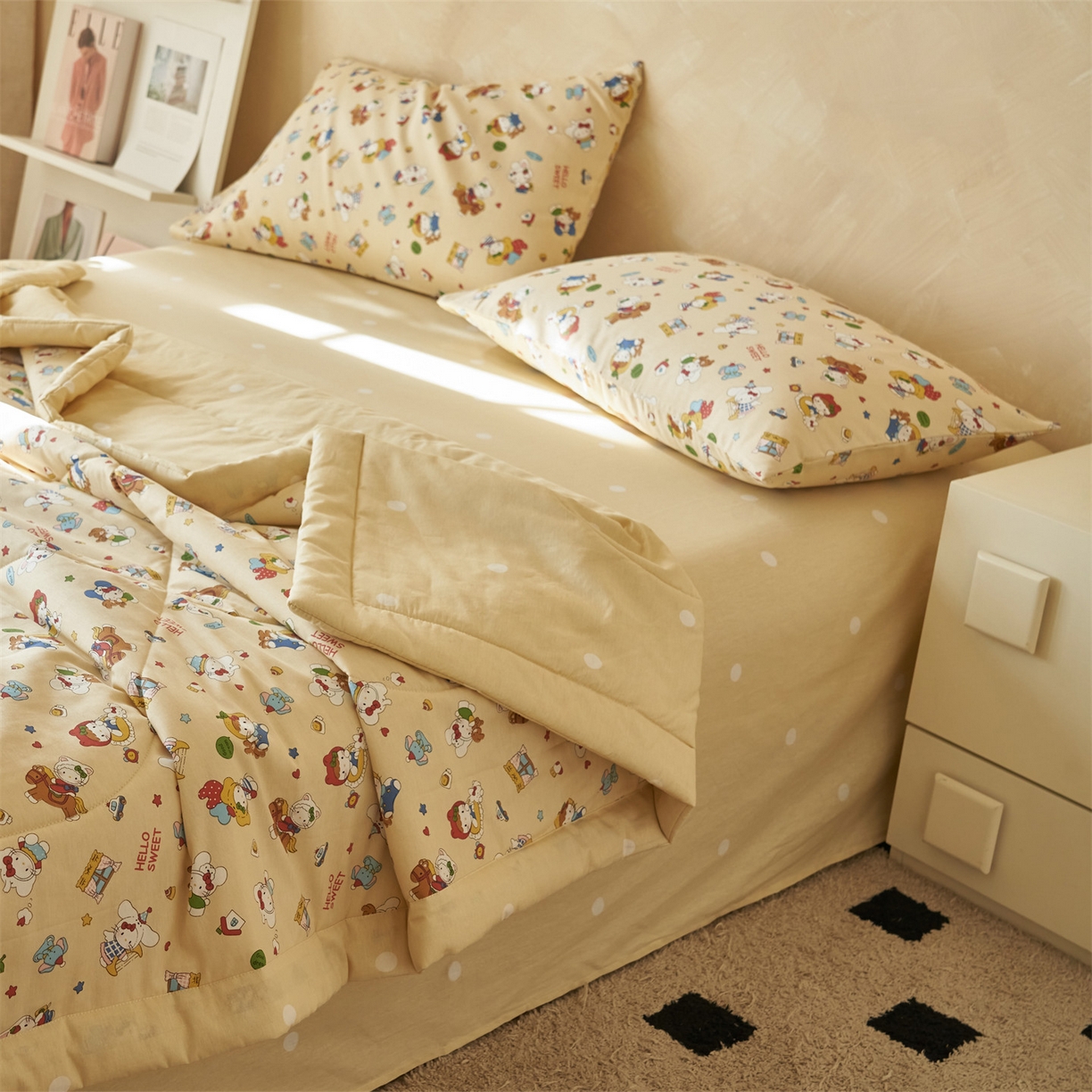 91家纺网 家纺一手货源 找家纺 恬思语家纺 2026春夏新款里外全棉印花棉花夏被空调被夏凉被夏被四件套 童年梦园