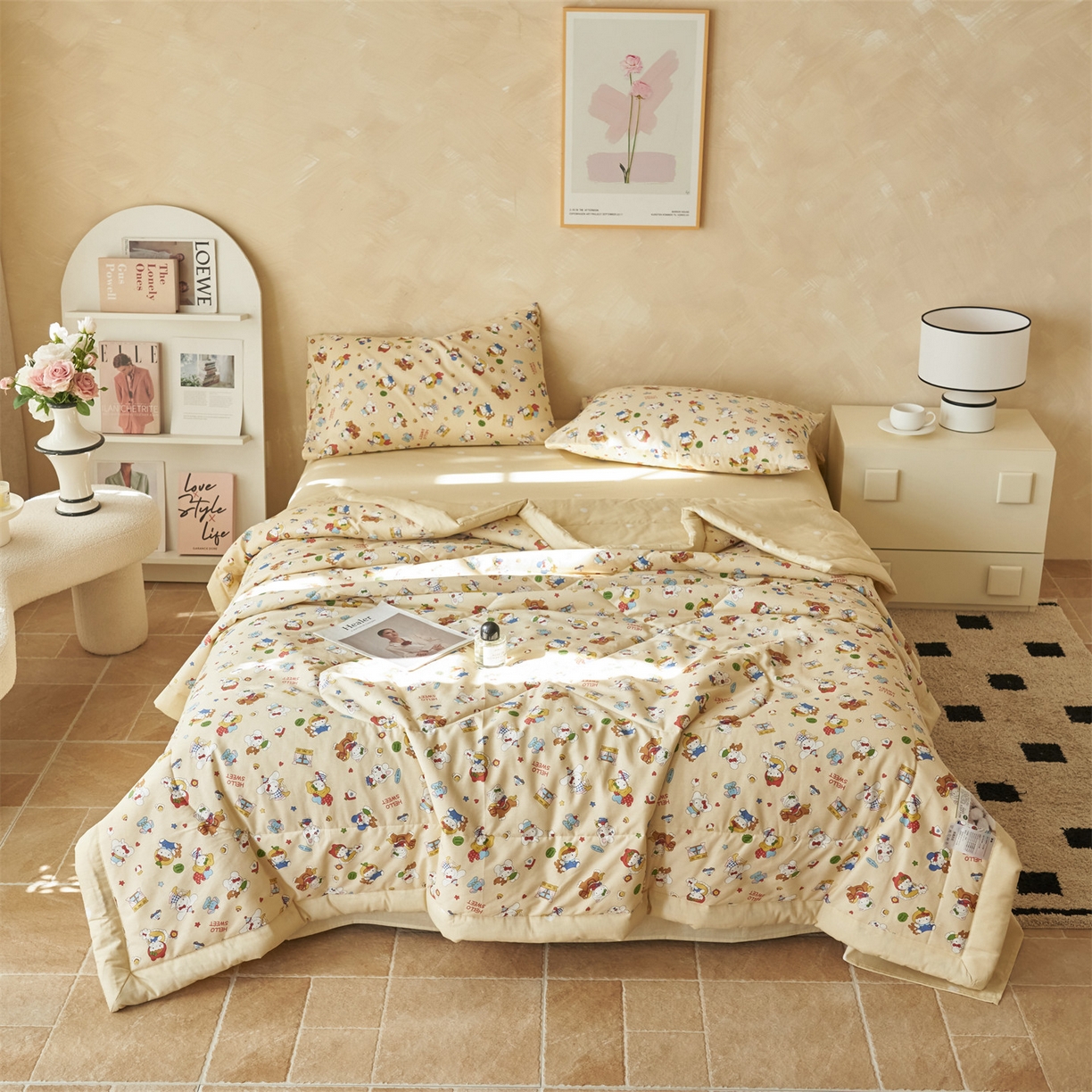 91家纺网 家纺一手货源 找家纺 恬思语家纺 2026春夏新款里外全棉印花棉花夏被空调被夏凉被夏被四件套 童年梦园