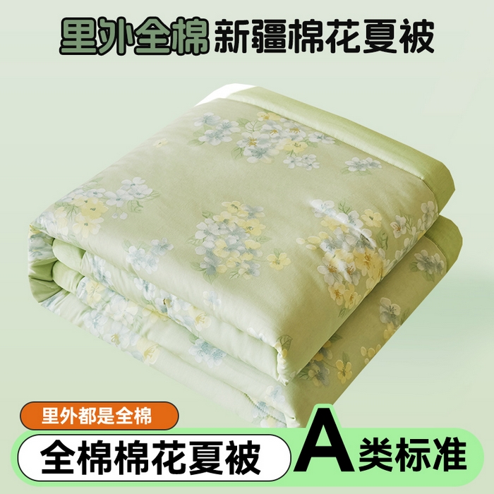 91家纺网 家纺一手货源 找家纺 恬思语家纺 2026春夏新款里外全棉印花棉花夏被空调被夏凉被夏被四件套 夏日花圃