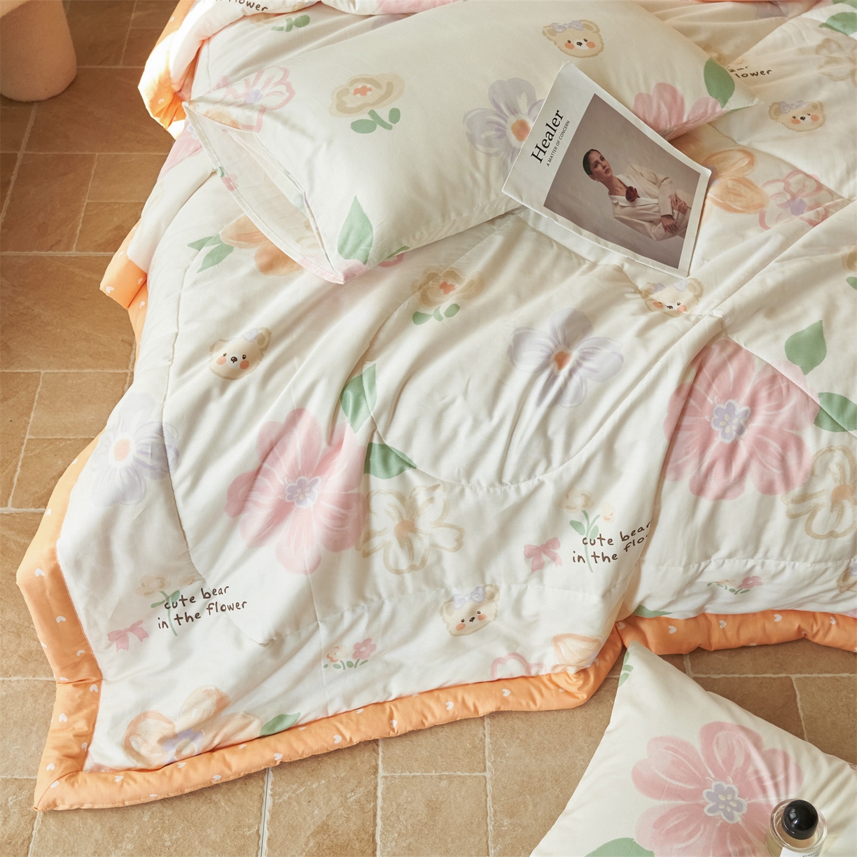 91家纺网 家纺一手货源 找家纺 恬思语家纺 2026春夏新款里外全棉印花棉花夏被空调被夏凉被夏被四件套 阳光甜心