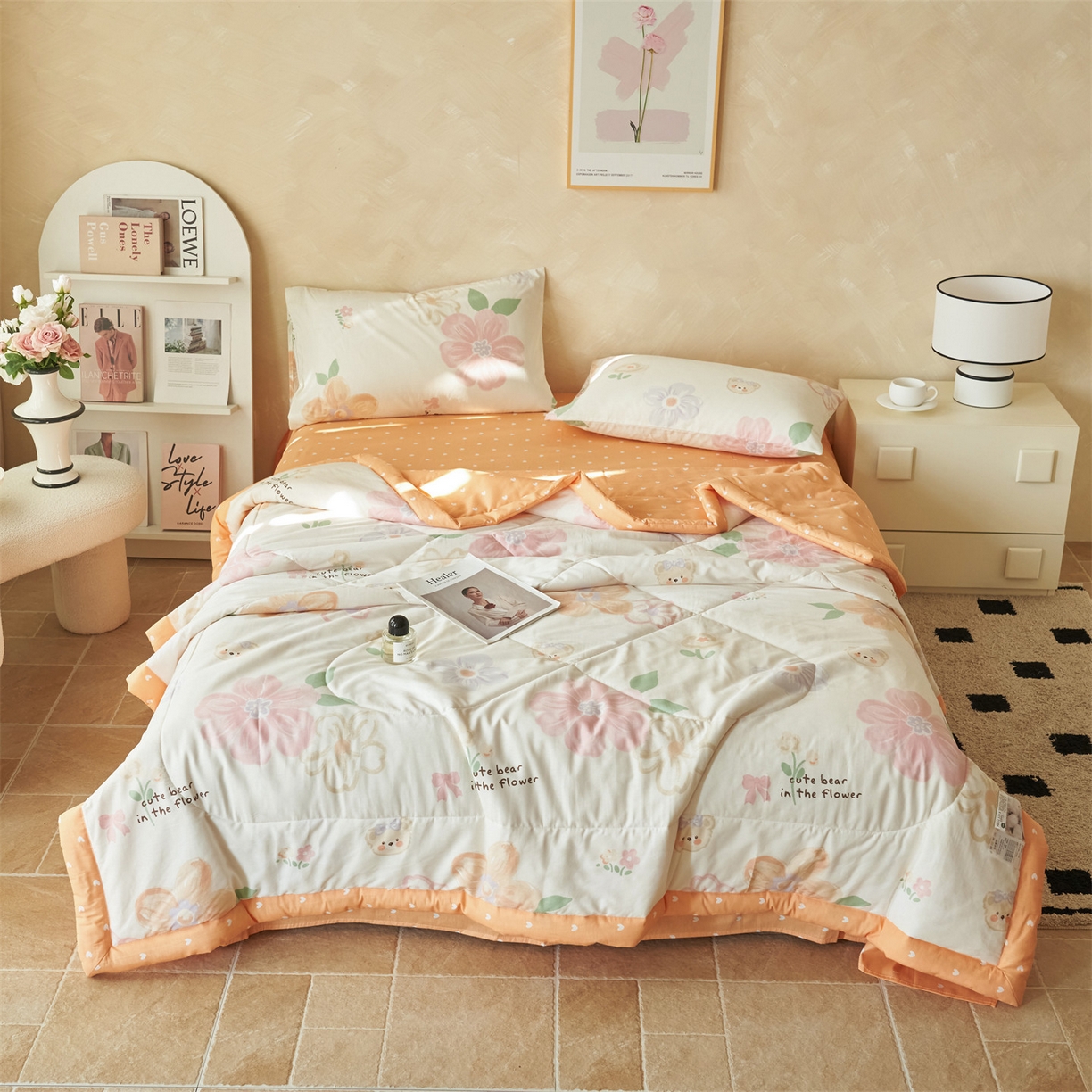 91家纺网 家纺一手货源 找家纺 恬思语家纺 2026春夏新款里外全棉印花棉花夏被空调被夏凉被夏被四件套 阳光甜心