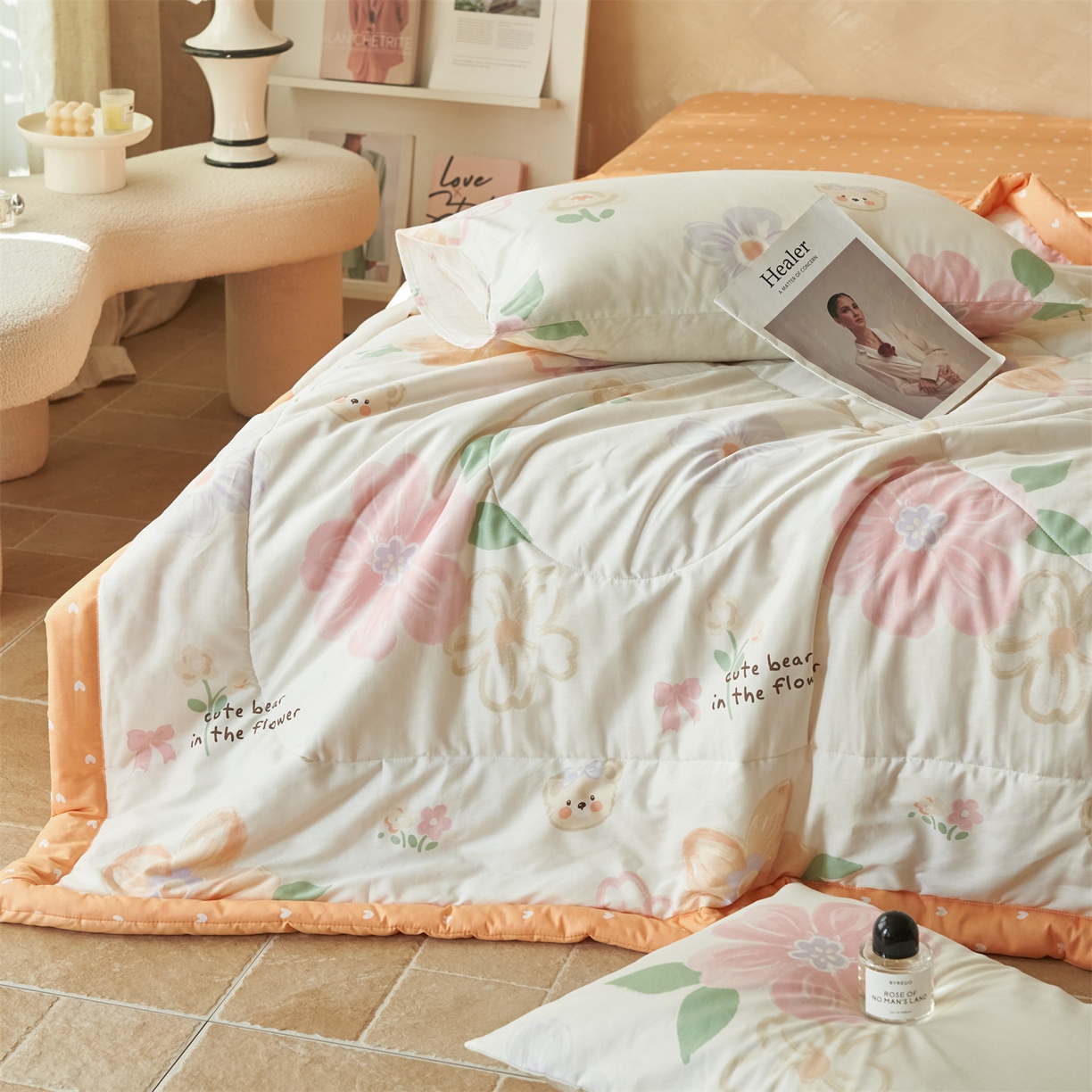 91家纺网 家纺一手货源 找家纺 恬思语家纺 2026春夏新款里外全棉印花棉花夏被空调被夏凉被夏被四件套 阳光甜心