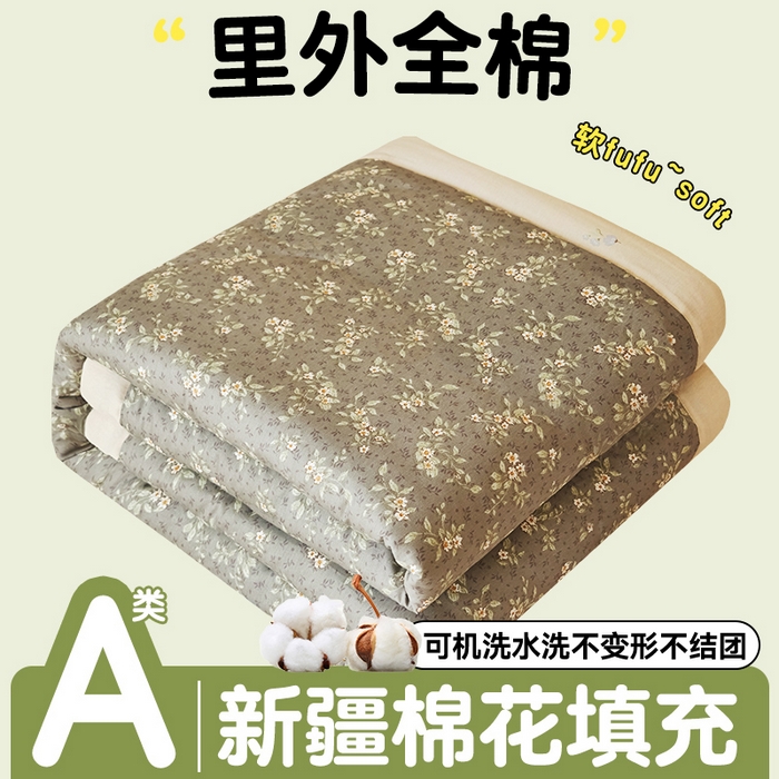 恬思语家纺 2026春夏新款里外全棉印花棉花夏被空调被夏凉被夏被四件套 艺花坊