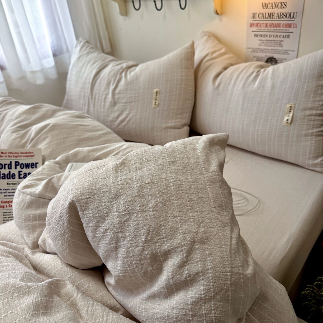 91家纺网 家纺一手货源 找家纺 阿曼达 2026新款简约素色亚麻风纯色无印四件套素然-场景二 素然-卡其