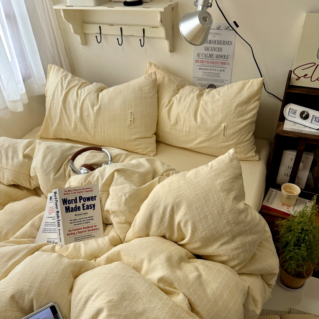 91家纺网 家纺一手货源 找家纺 阿曼达 2026新款简约素色亚麻风纯色无印四件套素然-场景二 素然-米王