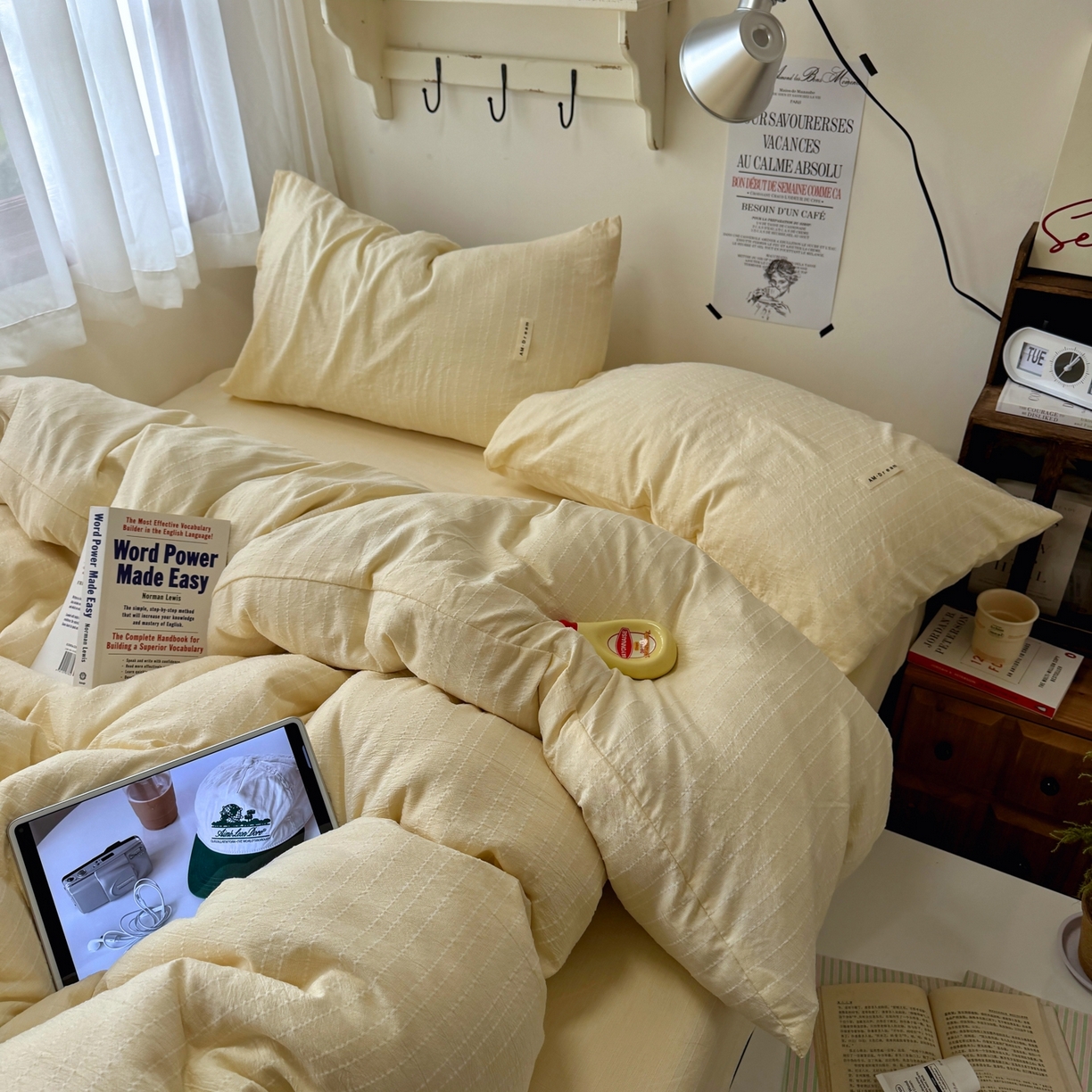 91家纺网 家纺一手货源 找家纺 阿曼达 2026新款简约素色亚麻风纯色无印四件套素然-场景二 素然-米王