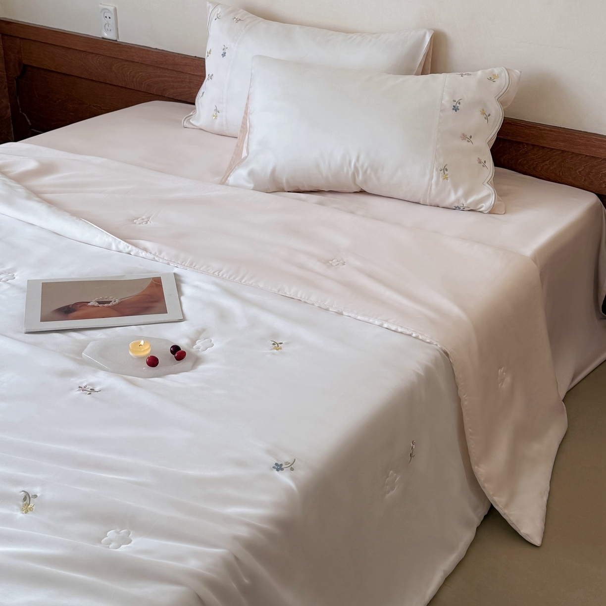 鹿班家居 2026新款天丝刺绣夏被夏凉被空调被-椿见（标准会员-20元） 椿见-粉色