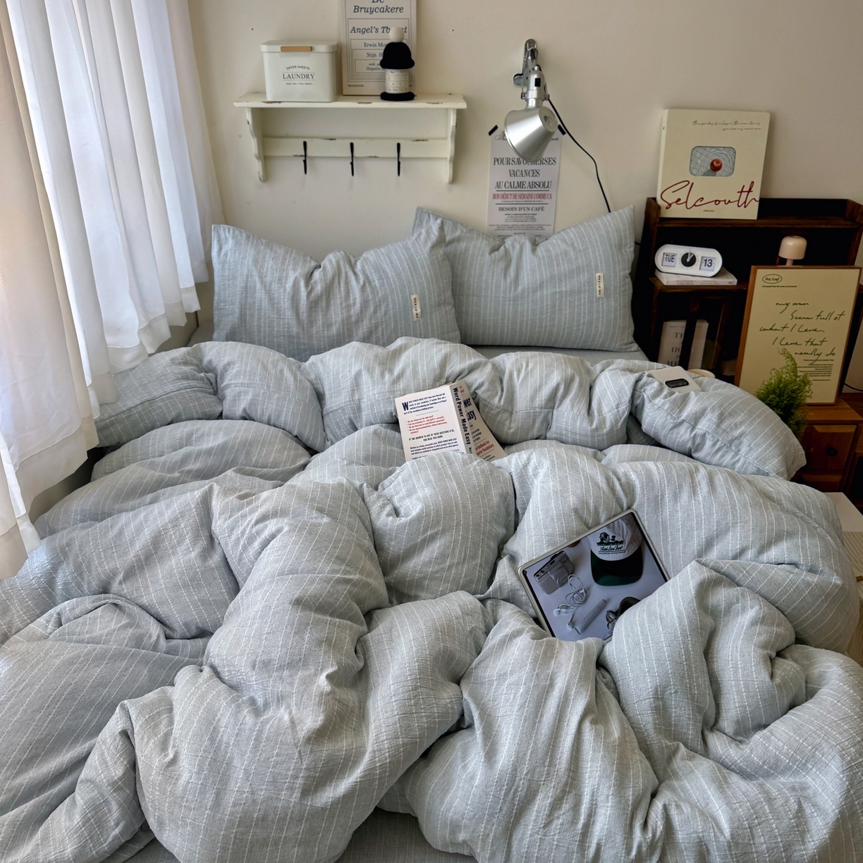 91家纺网 家纺一手货源 找家纺 阿曼达 2026新款简约素色亚麻风纯色无印四件套素然-场景二 素然-中兰