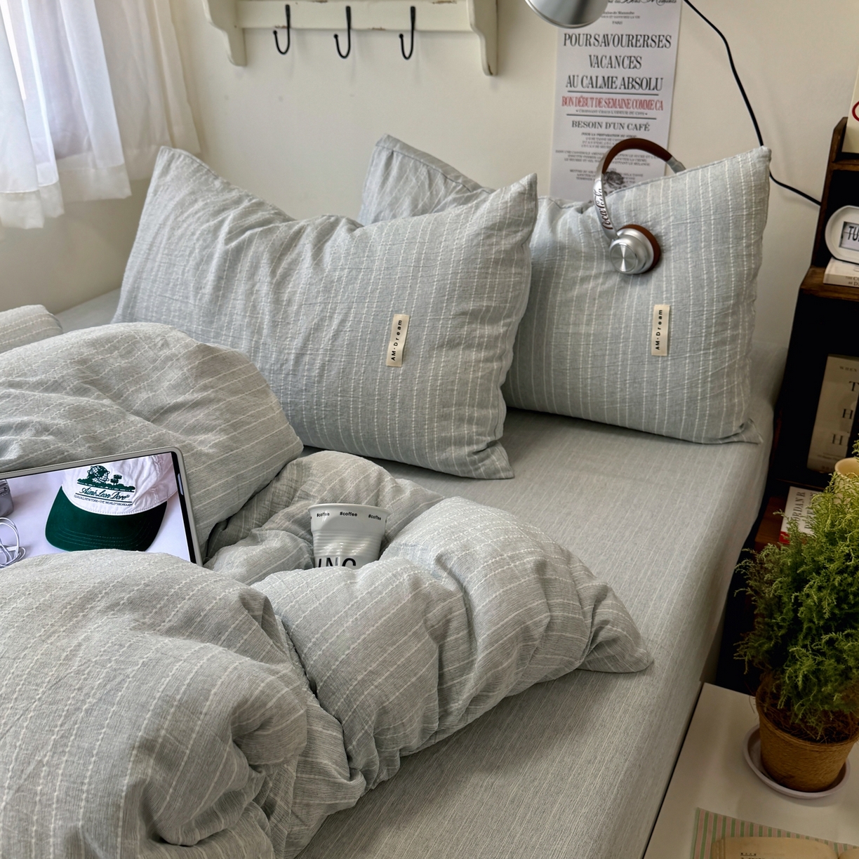 91家纺网 家纺一手货源 找家纺 阿曼达 2026新款简约素色亚麻风纯色无印四件套素然-场景二 素然-中兰