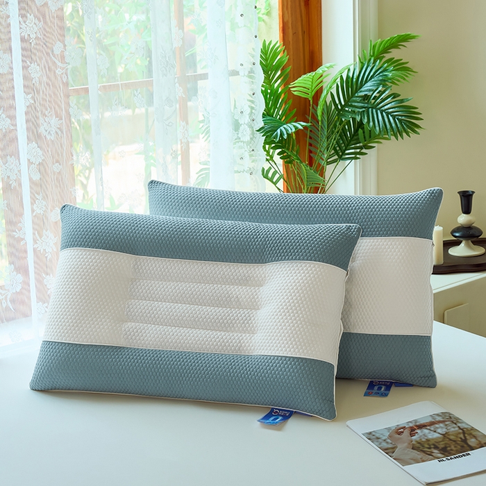 91家纺网 家纺一手货源 找家纺 仁宇枕业 2026新款夏季透气中间网凉豆豆决明子枕头枕芯 中间网凉豆豆决明子枕-蓝色